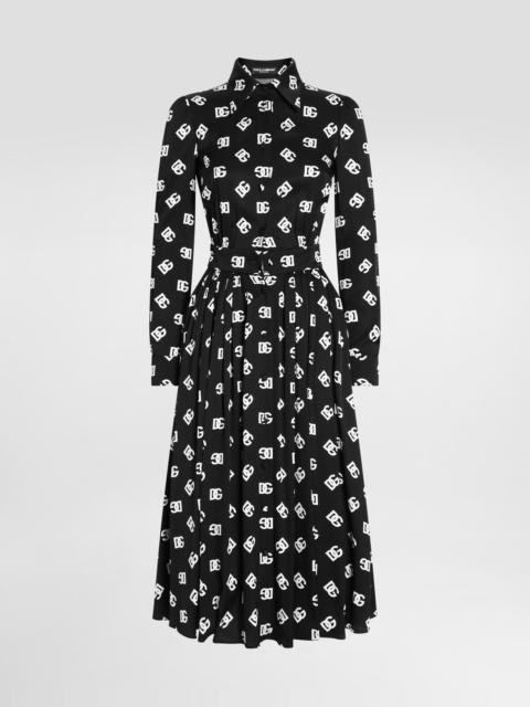 Dolce & Gabbana Charmeuse calf-length dress with all-over DG print