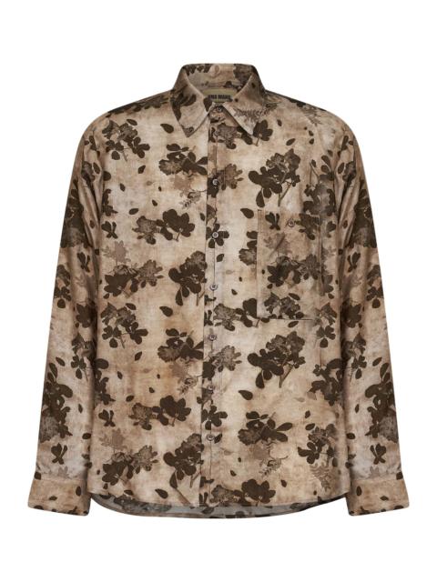 UMA WANG Tan and brown floral Moulay Tab shirt