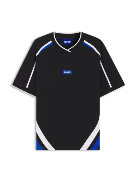 HUGO CONTRAST-DETAIL T-SHIRT IN STRETCH COTTON