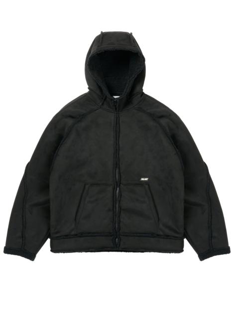 PALACE SHERPA FAUX SUEDE HOODED JACKET BLACK