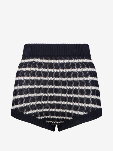 REDValentino striped pointelle-knit shorts