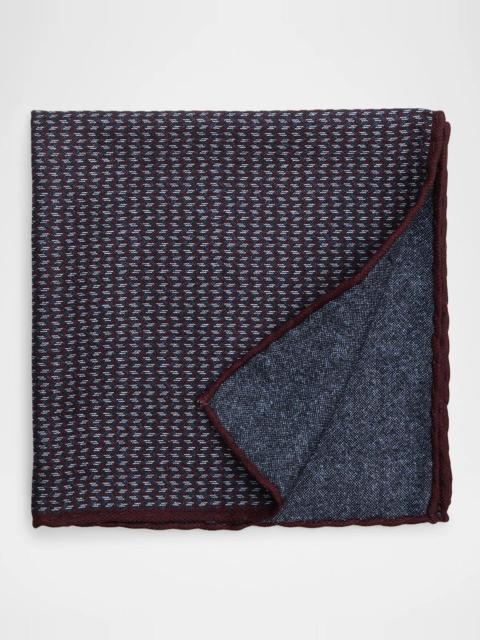 Brunello Cucinelli Men's Chevron Double-Face Silk Pocket Square