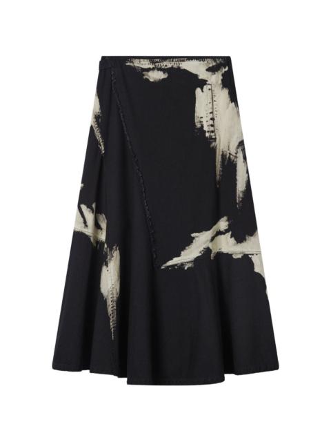 Y's raw-edge patterned skirt