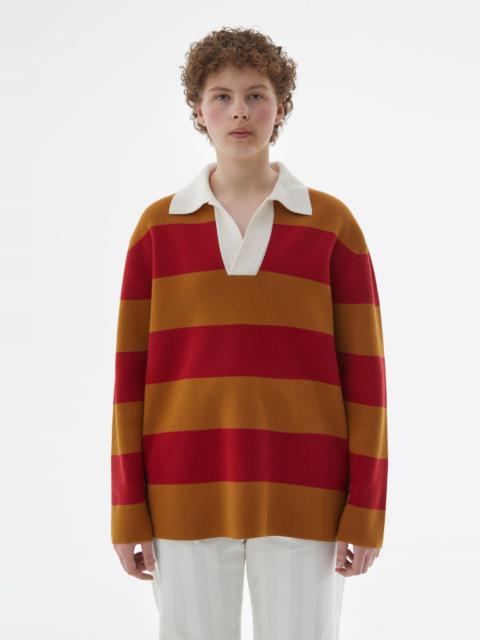 SUNNEI BRONZE & RED STRIPED KNIT POLO