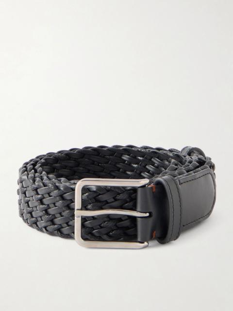 Loro Piana 3cm Braided Leather and Cord Belt Black