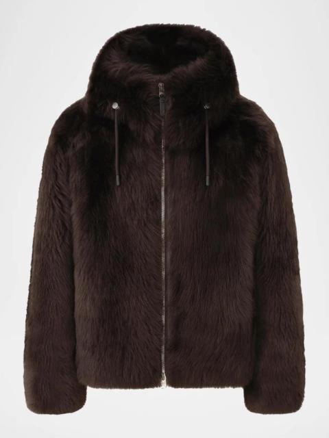 MACKAGE Men's Moses Furry Shearling Hooded Jacket