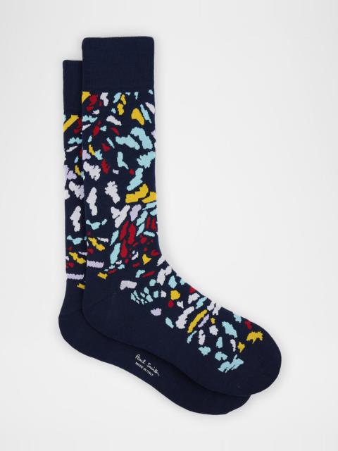 Paul Smith Men's Jacaranda Abstract Print Crew Socks