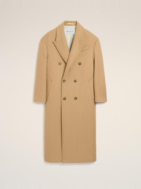AMI Paris LONG BEIGE DOUBLE BREASTED WOOL COAT