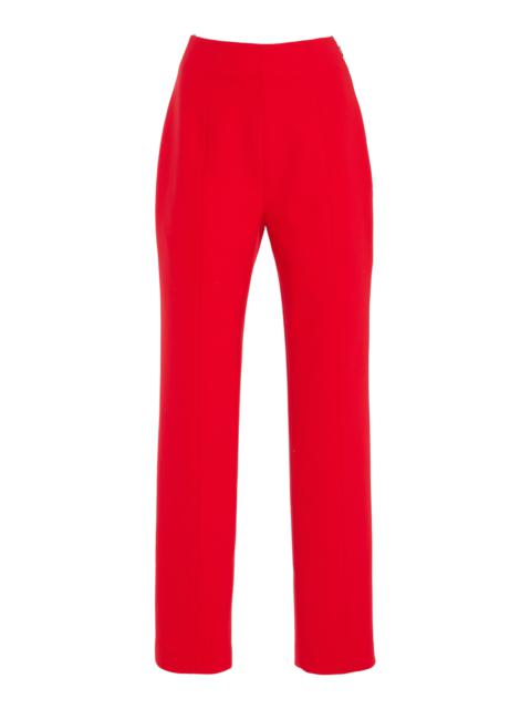 CAROLINA HERRERA Emilie Bi-Stretch Wool Straight-Leg Pants red