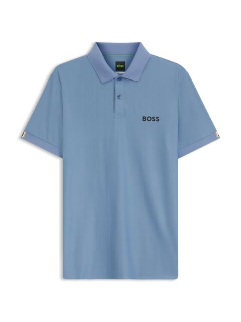 BOSS ACTIVE STRIPE-JERSEY SLIM-FIT POLO SHIRT WITH FOUR-WAY STRETCH