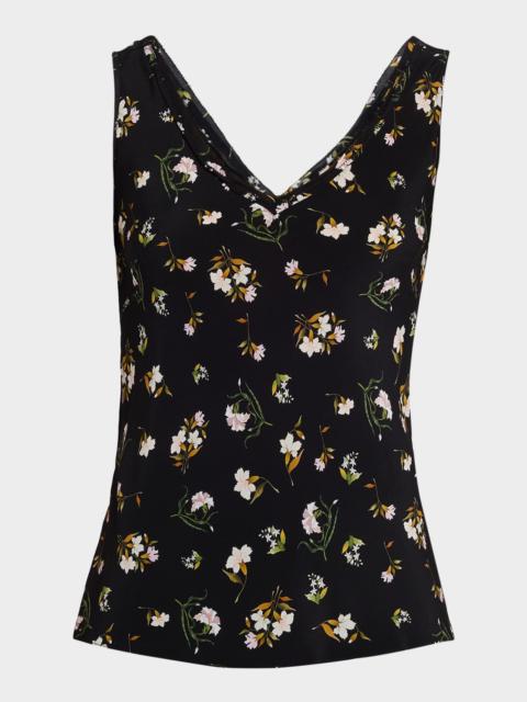 ADAM LIPPES Aura Floral-Print Silk Sleeveless Top