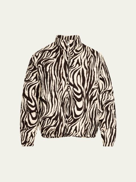 Men's Zebra-Print Quilted Puffer Jacket