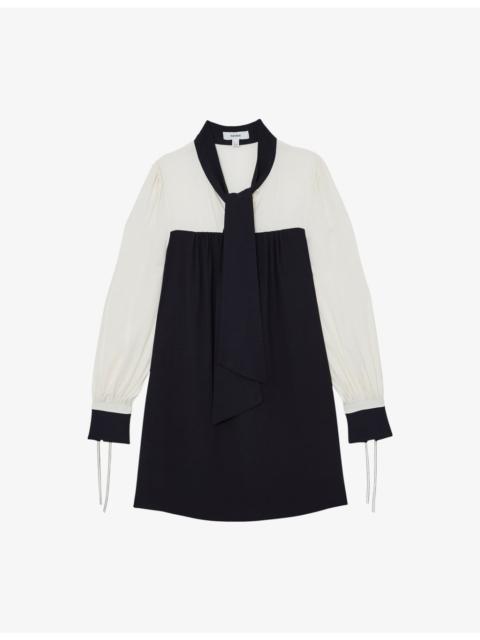 REISS Cam Colour-Block Woven Mini Dress