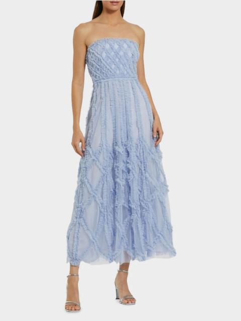 MAC DUGGAL Cocktail Ruffled Mesh Strapless Gown