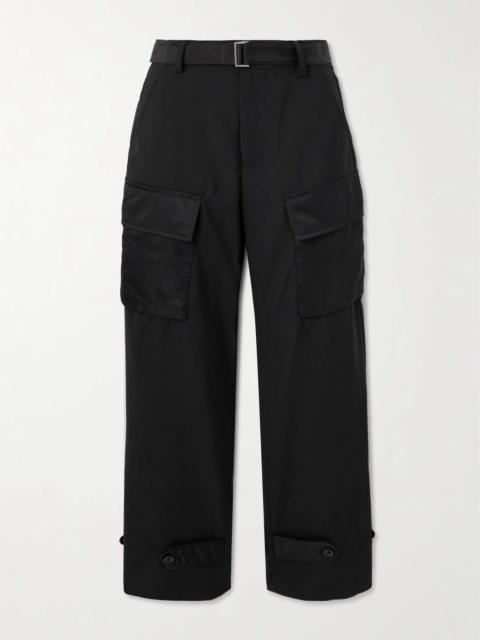 sacai Belted shell-trimmed grain de poudre straight-leg cargo pants