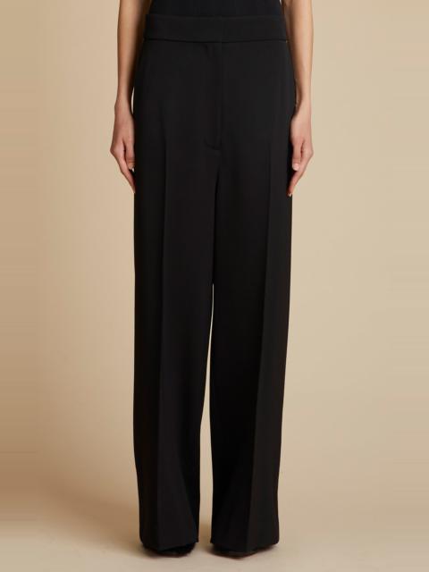 KHAITE Banton Pinstripe Wide-Leg Pants navy