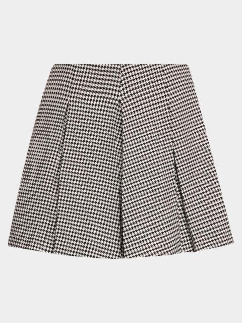 Alice + Olivia Emilie Houndstooth Pleated Mini Skirt