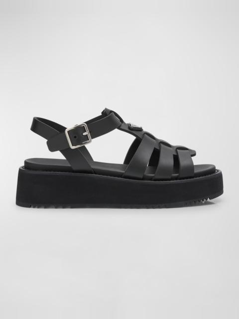Prada Vinyl Flatform Fisherman Sandals