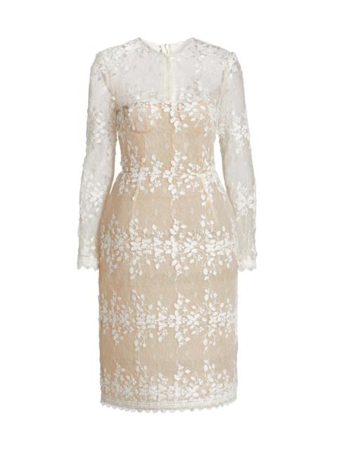 BRONX BANCO Women's Masey Embroidered Lace Long-Sleeve Midi-Dress - White