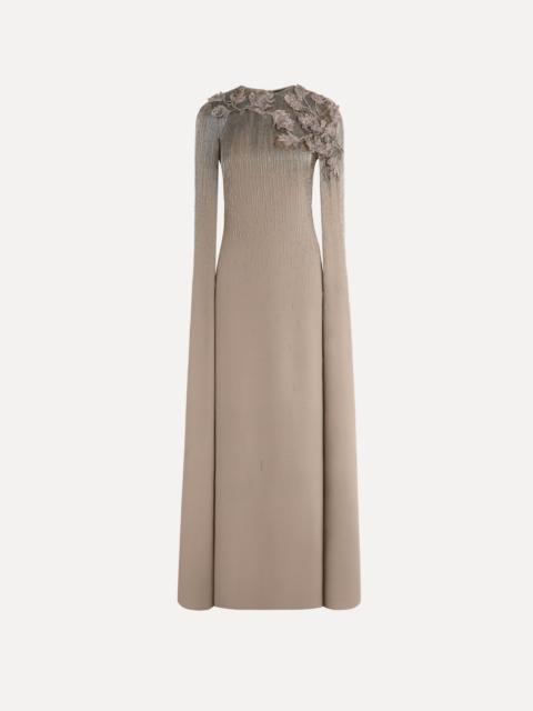 Oscar de la Renta INTARSIA LEAVES CUTOUT EMBROIDERED CAFTAN