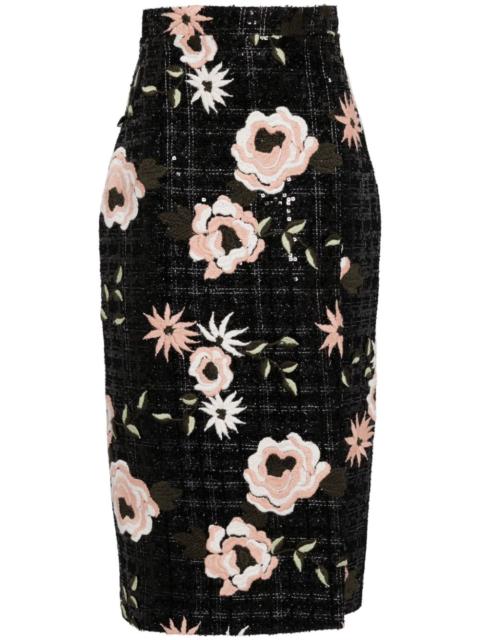 ELIE SAAB embroidered tweed skirt