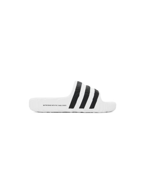 adidas Originals White & Black Adilette 22 Slides