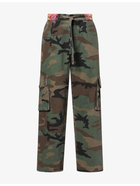 NAHMIAS Embroidered Camo-Print Cotton Cargo Trousers