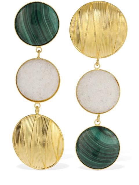 Sonia geometric double stone earrings