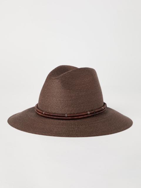 Brunello Cucinelli Techno hemp and cotton fedora with leather and monili band