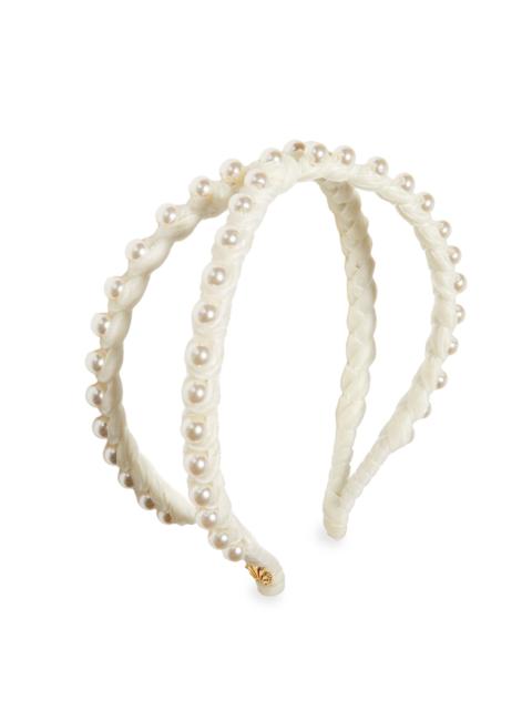 LELE SADOUGHI Women's Embellished Velvet Double-Row Headband - Ivory