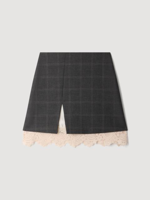 Sandro SHORT SKIRT WITH LACE PANEL