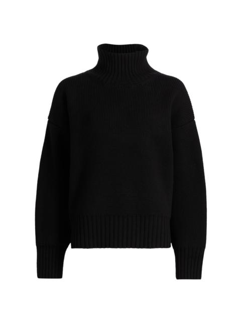 RÓHE Women's Sculptural Compact Wool Turtleneck - Black