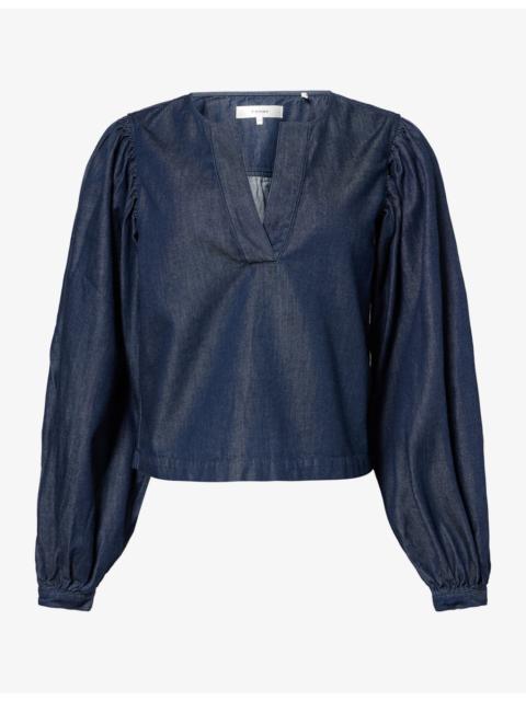 FRAME The Off Duty Popover Denim Blouse