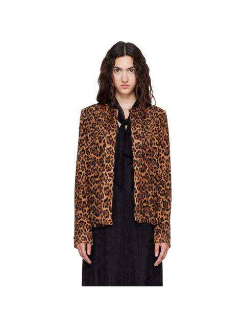 ANNA SUI Tan Leopard Cardigan
