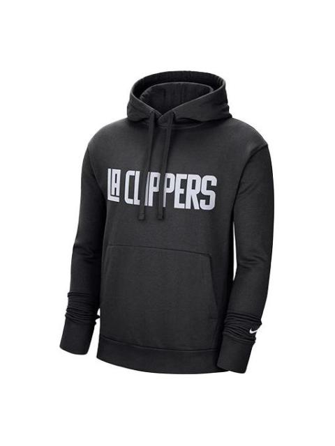 Nike Ce Logo Nba Sports Printing Los Angeles Clippers hooded Pullover Fleece Black DC0807-010