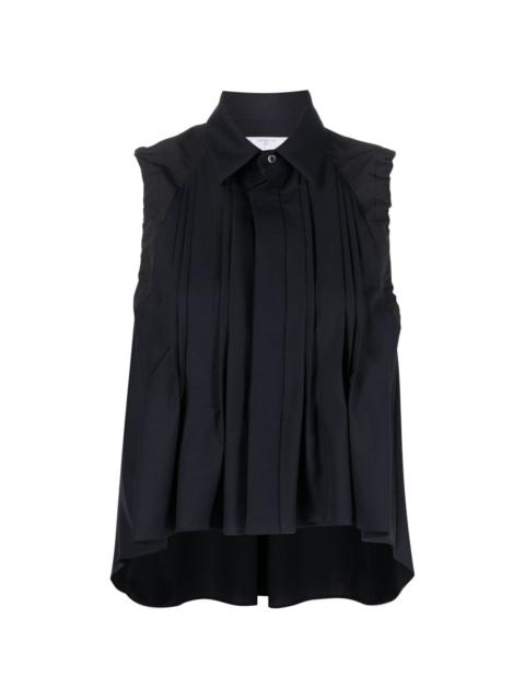 pleat-detail sleeveless shirt