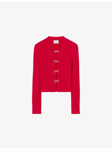 Claudie Pierlot Bow-Embellished Stretch-Knit Jumper