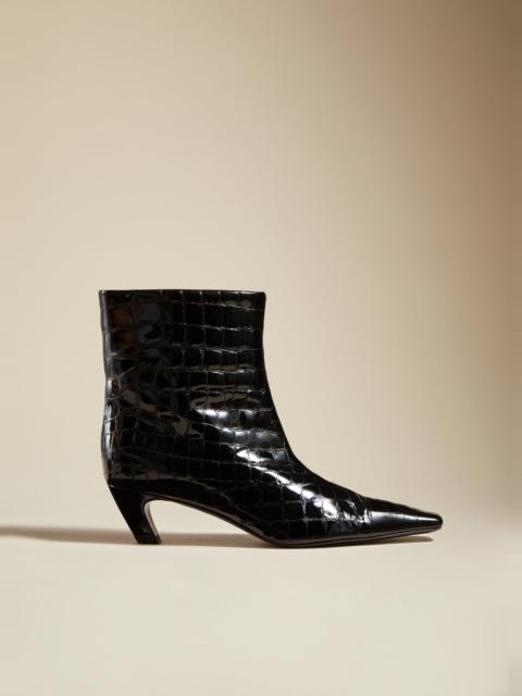 KHAITE The Arizona Boot in Black Croc Embossed Leather
