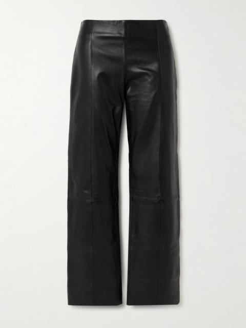 ST. AGNI Paneled Textured-leather Straight-leg Pants