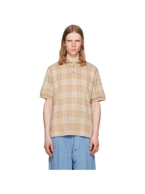 Burberry Beige Check Cotton Polo