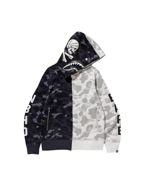 A BATHING APE® BAPE x Neighborhood Split Camo Shark Full Zip Hoodie 'Black'