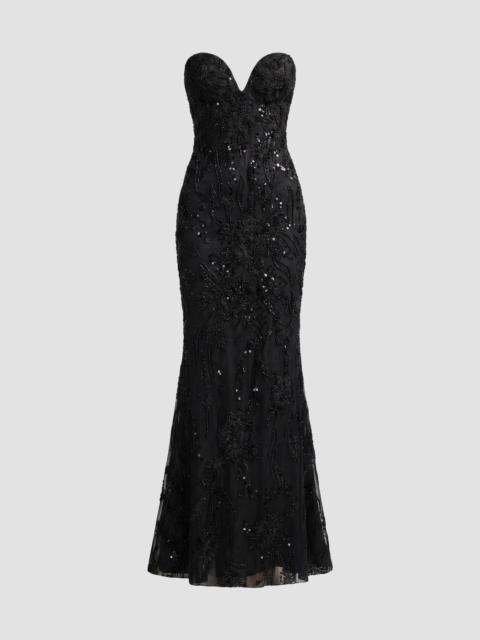 MAC DUGGAL Women's Floral Embellished Mesh Strapless Column Gown - Black