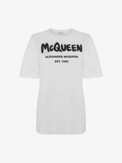 Alexander McQueen Women's McQueen Graffiti T-shirt in White/black