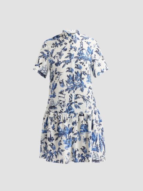 Erdem Women's Crinkled Floral Jacquard Mini Shirtdress - Ink Blue