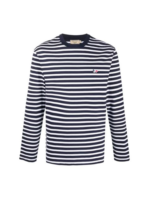 fox-embroidered striped T-shirt