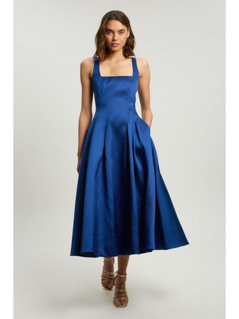 KAREN MILLEN Twill Prom Woven Midi Dress