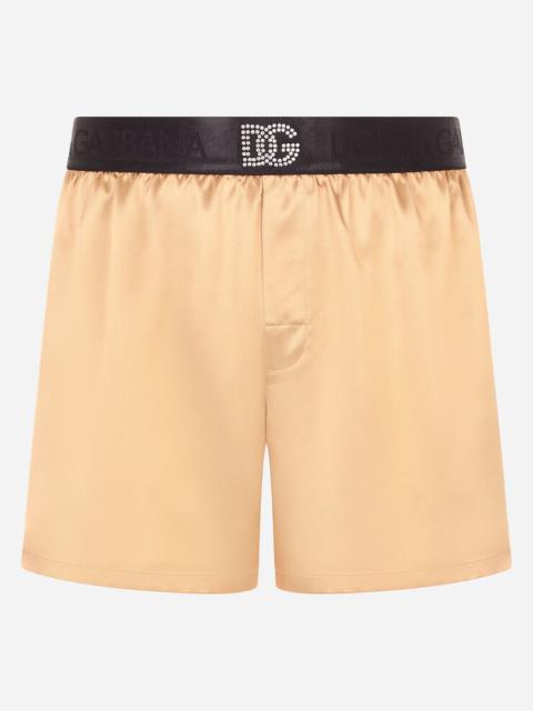 Dolce & Gabbana Silk shorts with DG logo and sleep mask