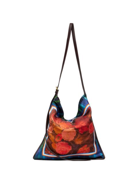 Dries Van Noten Red & Blue Large Scarf Print Shoulder Bag