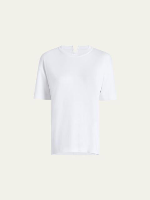 Another Tomorrow Luxe Seamed Cotton Short Sleeve T-Shirt