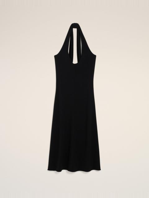 AMI Paris BLACK BACKLESS MIDI JERSEY DRESS